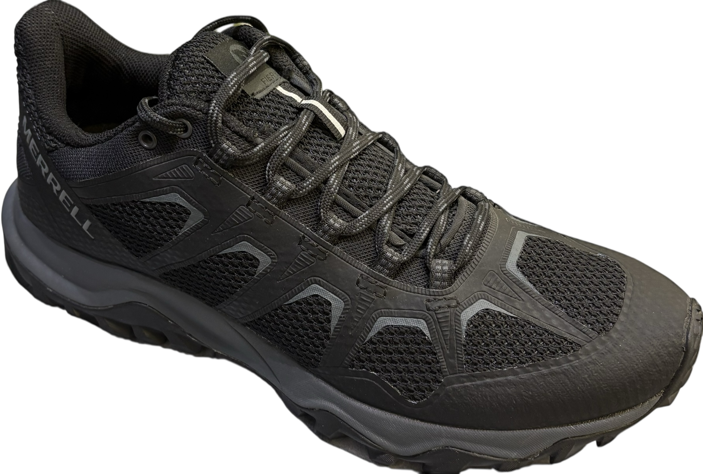 کفش Merrell Fiery بلک با زیره ضد لغزش و دوام بالا برای مسیرهای طولانی و ناهموار